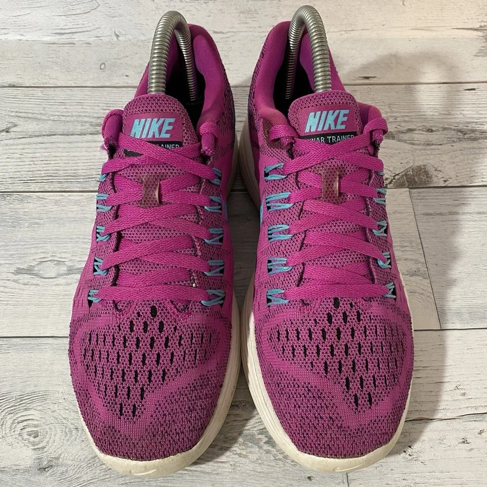 Nike Lunar Trainer Shoes Womens 8 Pink Flyknit Lightweight‎ Running 705462-500